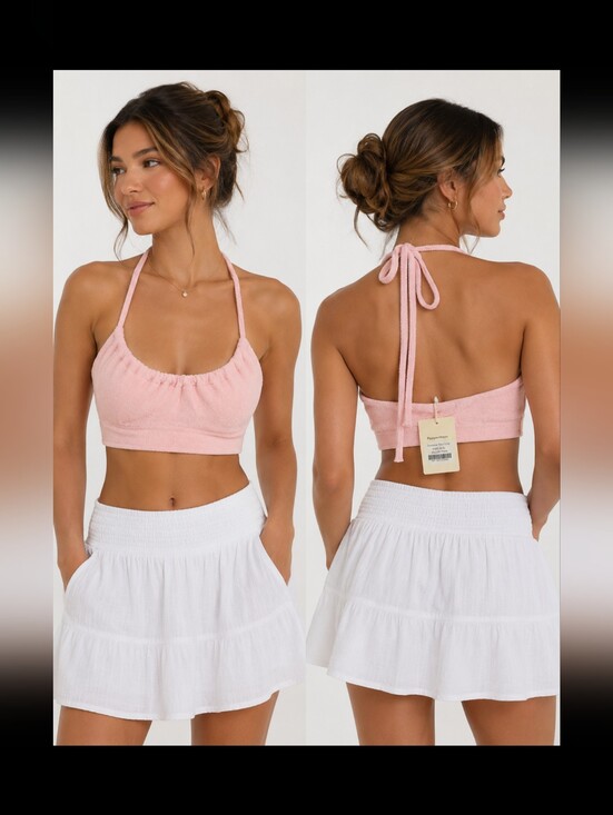Peppermayo Tops - PEPPERMAYO Positano Terry Crop Halter Top Ladies US Size 2 Small Euro Summer